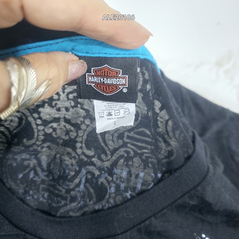 Harley-Davidson women's black translucent long-sleeved t-shirt rhinestone Large - Picture 11 of 17
